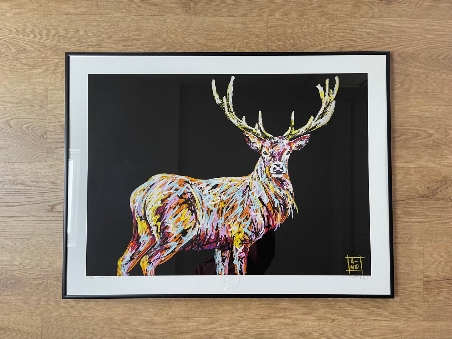 Reproduction cerf coloré (encadrée)