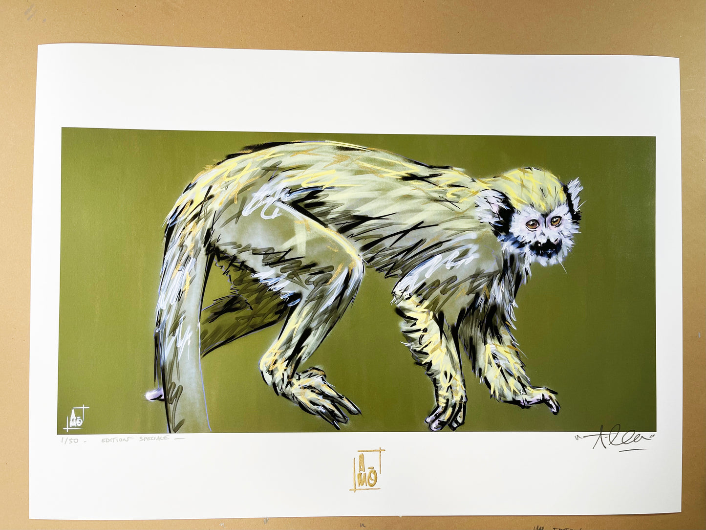 Edition spéciale rehaussée à la main "singe écureuil"