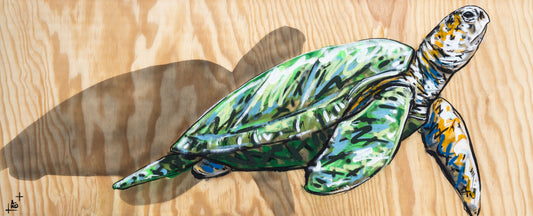 Oeuvre sur bois Tortue