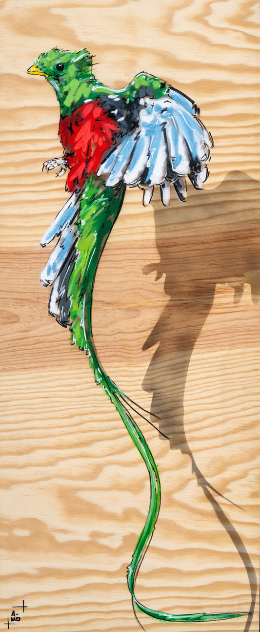 Oeuvre sur bois Quetzal