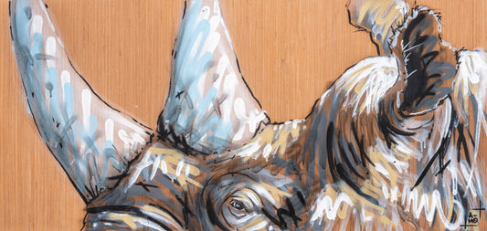 Oeuvre sur bois Rhinocéros
