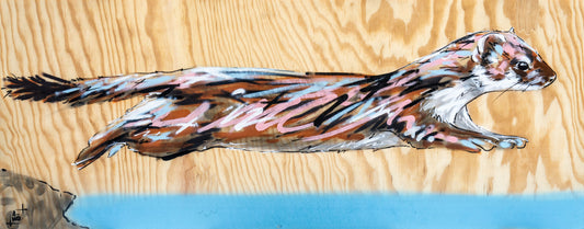 Oeuvre sur bois Belette